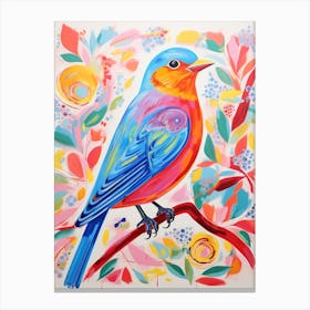 Colourful Bird Painting Bluebird 5 Canvas Print
