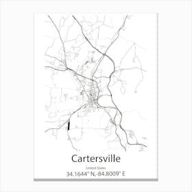 Cartersville,United States Minimalist Map Canvas Print