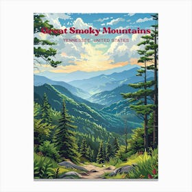 Great Smoky Mountains Blue Ridge Mountains Art Illustration Canvas Print