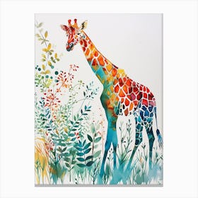 Giraffe Colourful Watercolour 1 Canvas Print