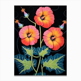 Hollyhock 1 Hilma Af Klint Inspired Flower Illustration Canvas Print