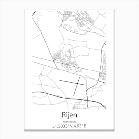 Rijen,Netherlands Minimalist Map Canvas Print