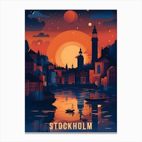 Stockholm Sweden Retro Travel Canvas Print