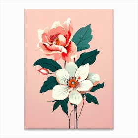 Flowers On A Pink Background 8 Canvas Print