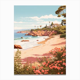 An Illustration In Pink Tones Of Palombaggia Beach Corsica 3 Canvas Print