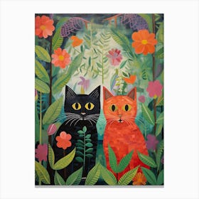 Two Wide Eyed Cats In A Botanical Garden Canvas Print