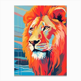 Lion Pop Art Inspired Colourful Illustration 1 Canvas Print