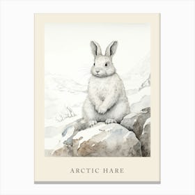 Beatrix Potter Inspired  Animal Watercolour Arctic Hare 2 Canvas Print