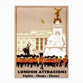 London Attractions, Vintage Travel Poster Canvas Print