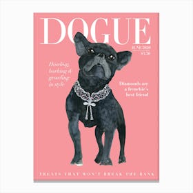 Fashion Frenchie Dogue Pink Canvas Print