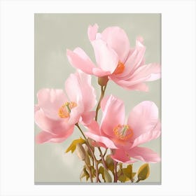 Magnolia Flowers Acrylic Painting In Pastel Colours 1 Canvas Print