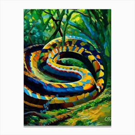 Forest Cobra Snake Painting Canvas Print