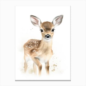 Baby Deer Watercolour Nursery 9 Canvas Print