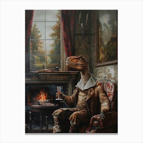 Dinosaur In A Victorian House Painting 2 Canvas Print