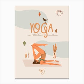 Yoga Pose. Boho Yoga Girl — boho poster, boho wall art 1 Canvas Print