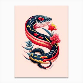 Eastern Coral Snake Tattoo Style Canvas Print