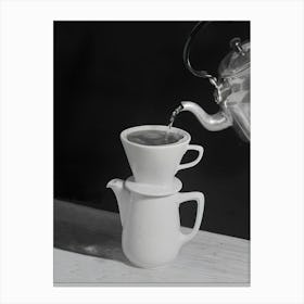 Cup Of Coffee, Black and White Vintage Photo Canvas Print