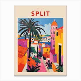 Split Croatia Fauvist Travel Poster Canvas Print