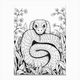 Line Art Jungle Animal Bushmaster Snake 3 Canvas Print