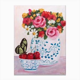 Chinoiserie Butterfly And Cherry Canvas Print