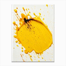 Closeup Of A Single Yellow Oil Paint Stain Mimicking A Splatter Overlapping A Transparent Acrylic (2) 2 Canvas Print