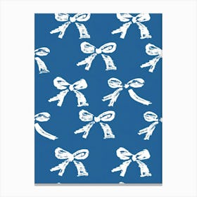 White And Blue Bows 5 Pattern Canvas Print