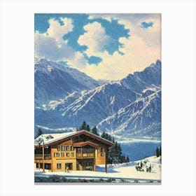 La Parva, Chile Ski Resort Vintage Landscape 2 Skiing Poster Canvas Print
