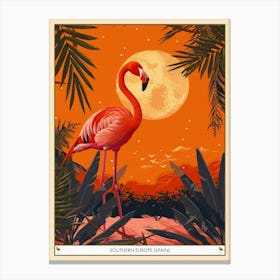 Greater Flamingo Southern Europe Spain Tropical Illustration 1 Poster Canvas Print