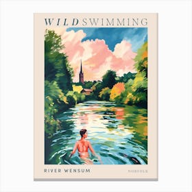 Wild Swimming At River Wensum Norfolk 3 Poster Canvas Print