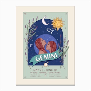 Zodiac Sign Gemini Canvas Print