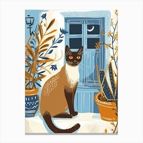 Siamese Cat Storybook Illustration 2 Canvas Print