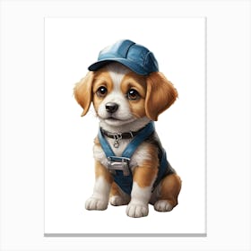 Cute Beagle Puppy Mechanic Canvas Print