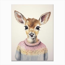 Baby Animal Watercolour Deer 2 Canvas Print