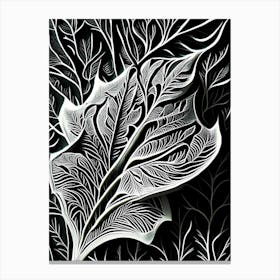 Lime Leaf Linocut 1 Canvas Print