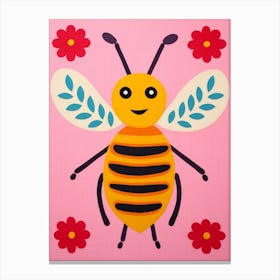Pink Polka Dot Honey Bee Canvas Print
