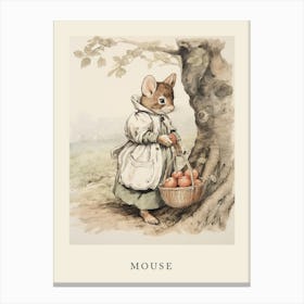 Beatrix Potter Inspired  Animal Watercolour Mouse 1 Canvas Print