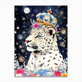 Snow Leopard With Crown Canvas Print