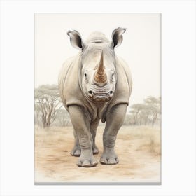 Simple Illustration Of A Rhino 7 Canvas Print