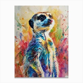 Meerkat Colourful Watercolour 2 Canvas Print