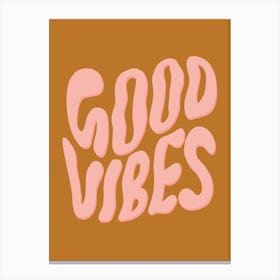 Retro Good Vibes Warm Ochre Canvas Print