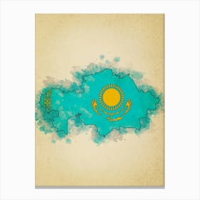 Kazakhstan Flag Vintage Canvas Print