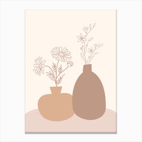 Two Vases With Flowers - Boho Design Canvas Print