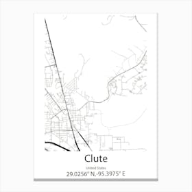 Clute,United States Minimalist Map 1 Canvas Print