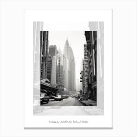 Poster Of Kuala Lumpur, Malaysia, Black And White Old Photo 2 Canvas Print