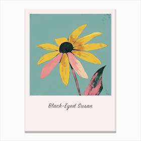 Black Eyed Susan 2 Square Flower Illustration Poster Canvas Print