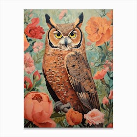 Great Horned Owl 1 Detailed Bird Painting Canvas Print