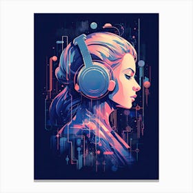 Abstract Art, Woman With Headphones Canvas Print