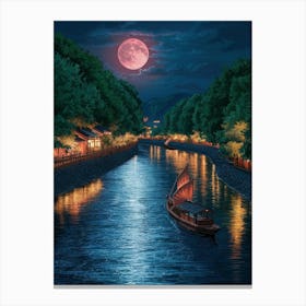 Moonlight On The River Canvas Print