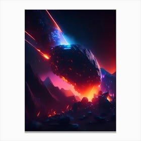Meteor Neon Nights Space Canvas Print