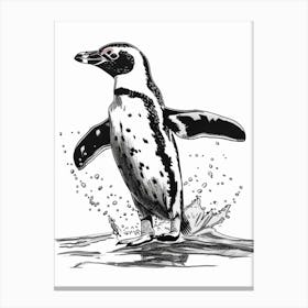 African Penguin Jumping Out Of Water 4 Canvas Print